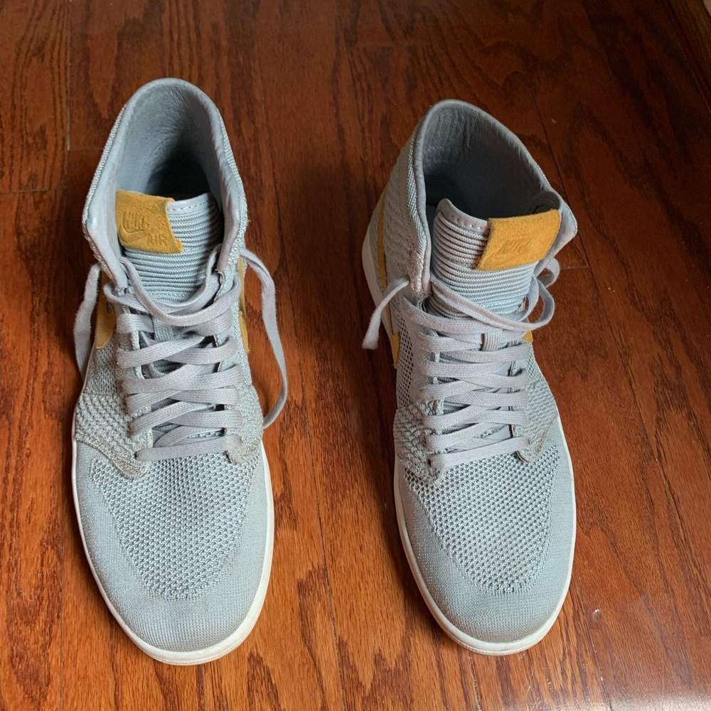 Nike Air Jordan 1 Flyknight Retro High 919704-025 Wolf Gray/Wheat Gum SZ 12